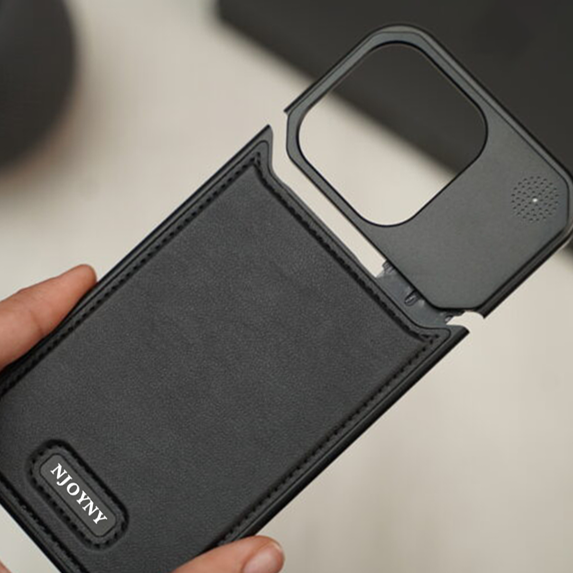 Genuine Vegan Leather Phone Case With Titanium Frame pipi