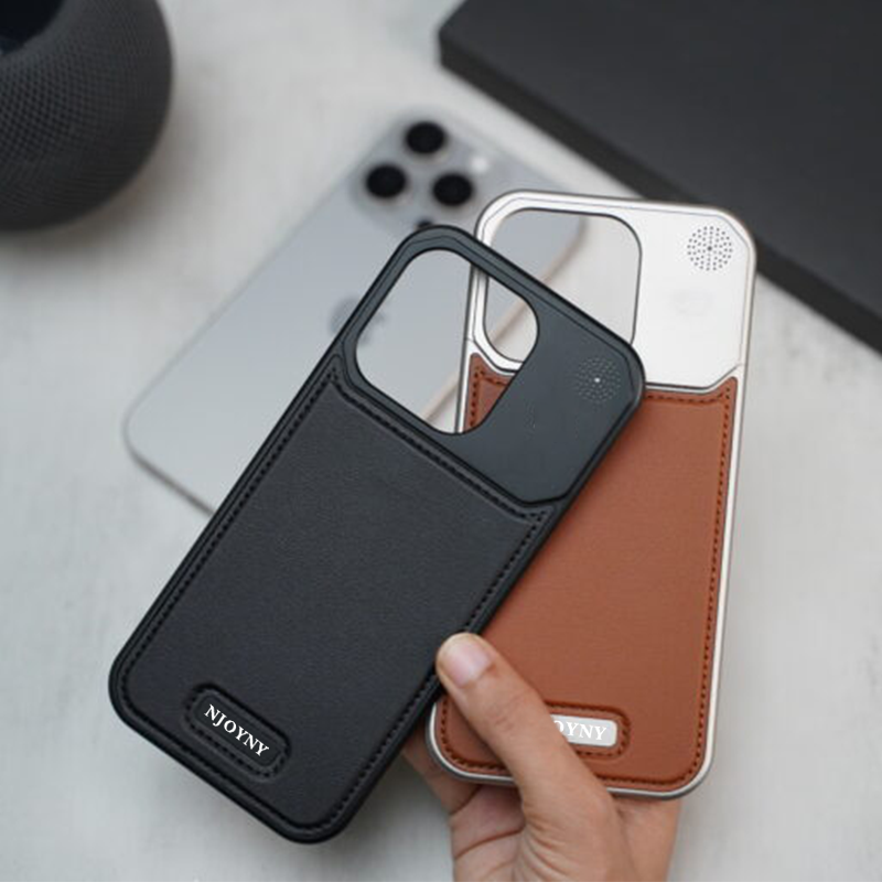 Genuine Vegan Leather Phone Case With Titanium Frame pipi