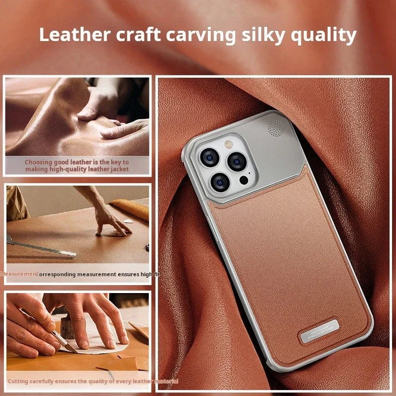 Genuine Vegan Leather Phone Case With Titanium Frame pipi