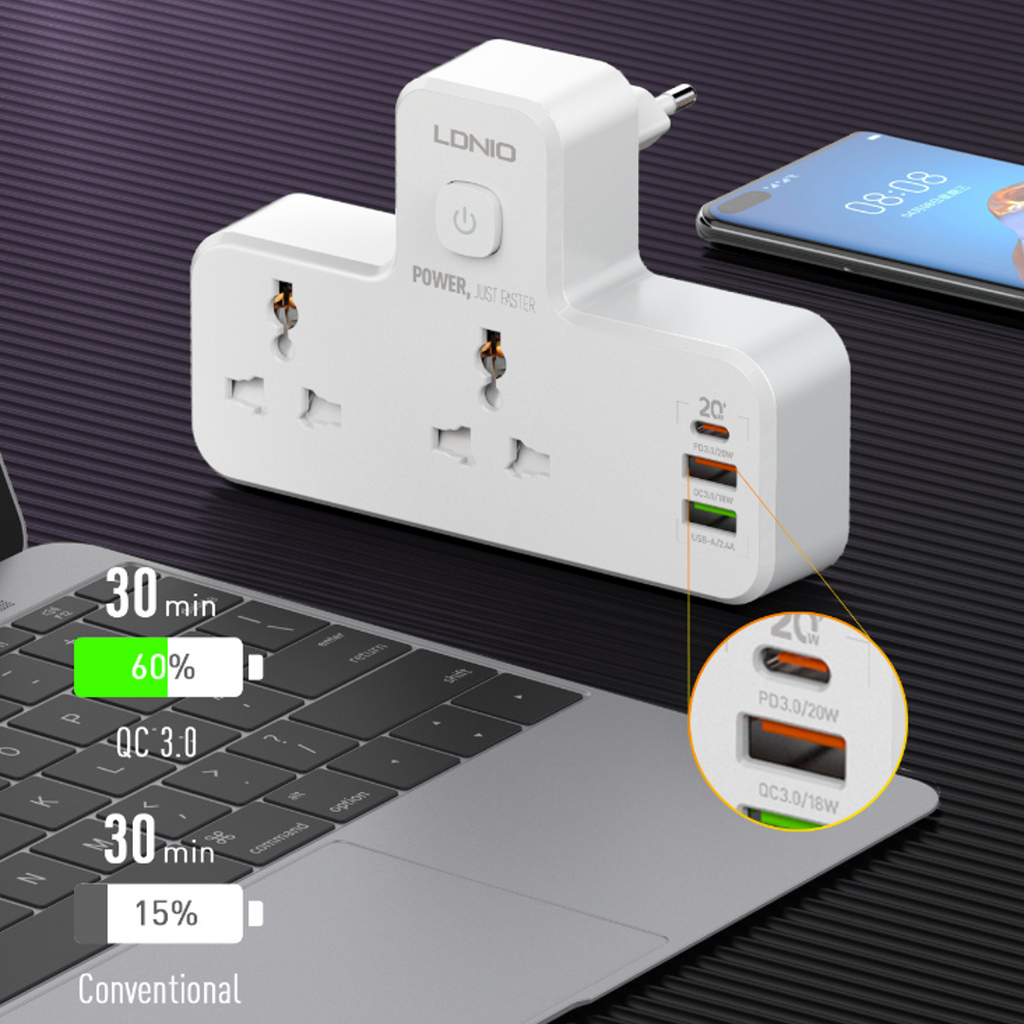 LDNIO - Universal Power Socket With Night Lamp casemarts