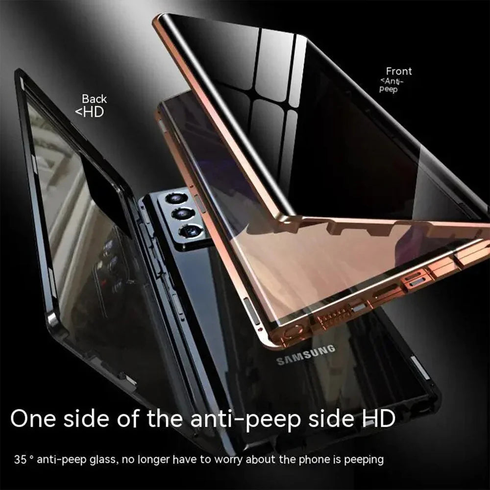 Exclusive Privacy Magnetic Glass Phone Case With 360° Protection ( Samsung )