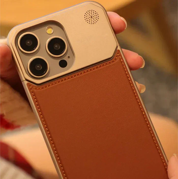 Genuine Vegan Leather Phone Case With Titanium Frame pipi