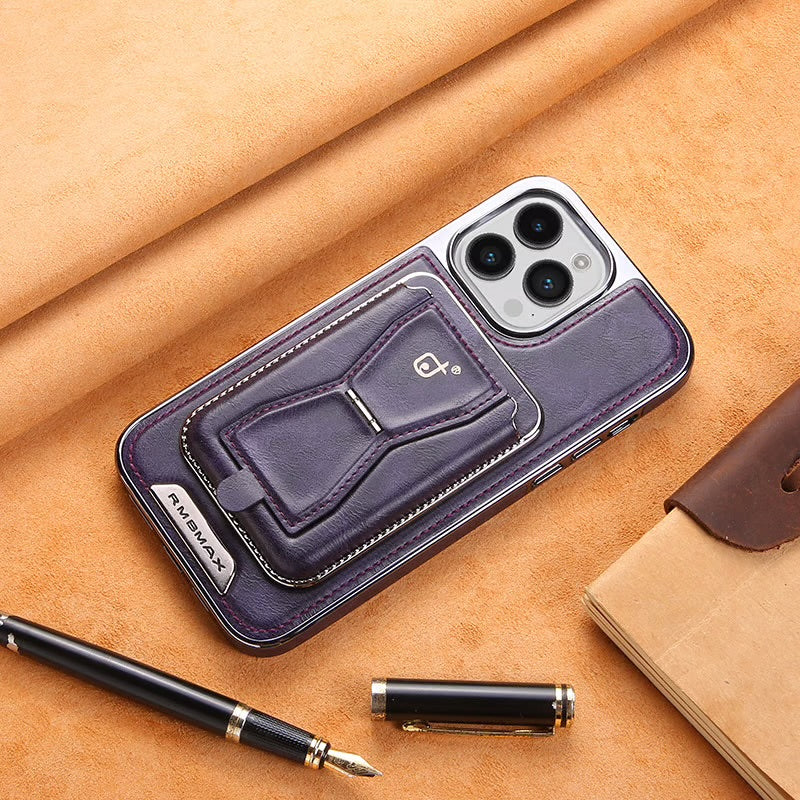 Luxury Electroplating Leather Phone Case With Magnetic Detachable Card Wallet