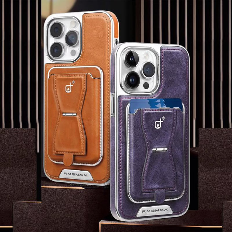 Luxury Electroplating Leather Phone Case With Magnetic Detachable Card Wallet