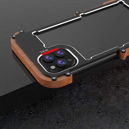 R-Just Aluminium Natural Wood Anti Shock Bumper Case - iPhone casemarts
