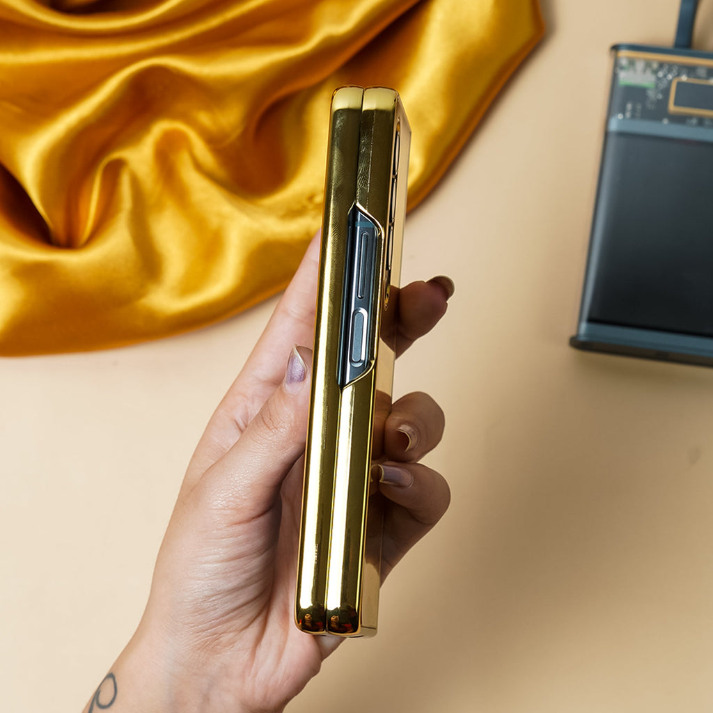 Galaxy Z Fold3 Crafted Gold Luxurious Camera Protective Case casemarts