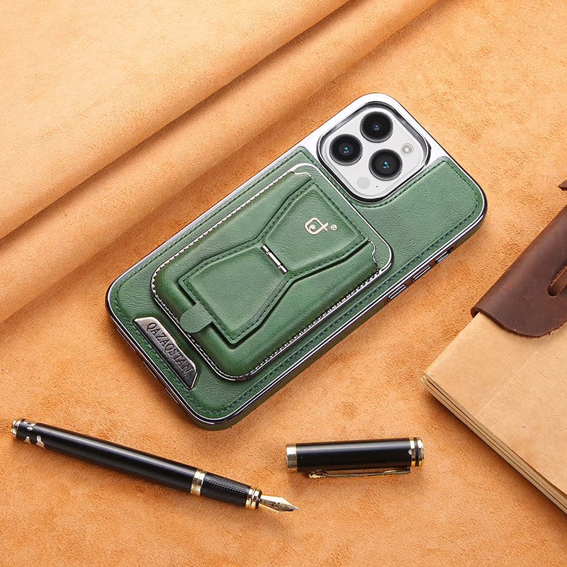 Luxury Electroplating Leather Phone Case With Magnetic Detachable Card Wallet