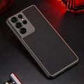 Galaxy S21 Series Leather Textured Gold Plated Case casemarts