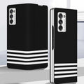 Galaxy Z Fold2 White Stripes Leather Flip Case casemarts
