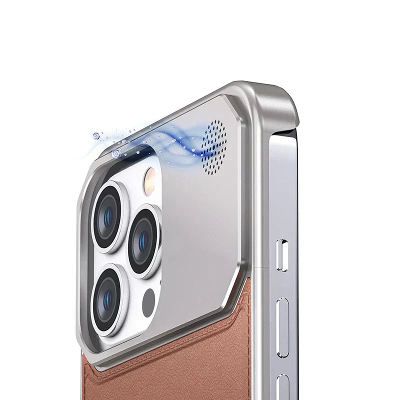 Genuine Vegan Leather Phone Case With Titanium Frame pipi