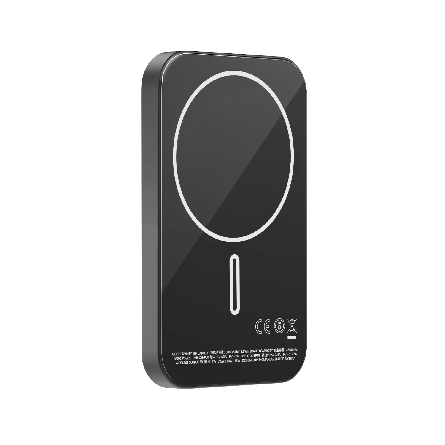 MOMAX Q.MAG X Metal Magnetic Wireless Charger 5000mAh/10000 mAh Cell Phone Power Bank Compatible with MagSafe