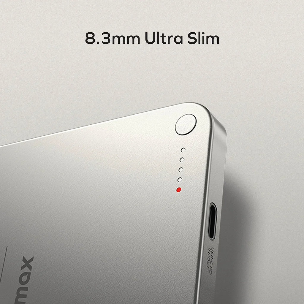 MOMAX Q.MAG X Metal Magnetic Wireless Charger 5000mAh/10000 mAh Cell Phone Power Bank Compatible with MagSafe