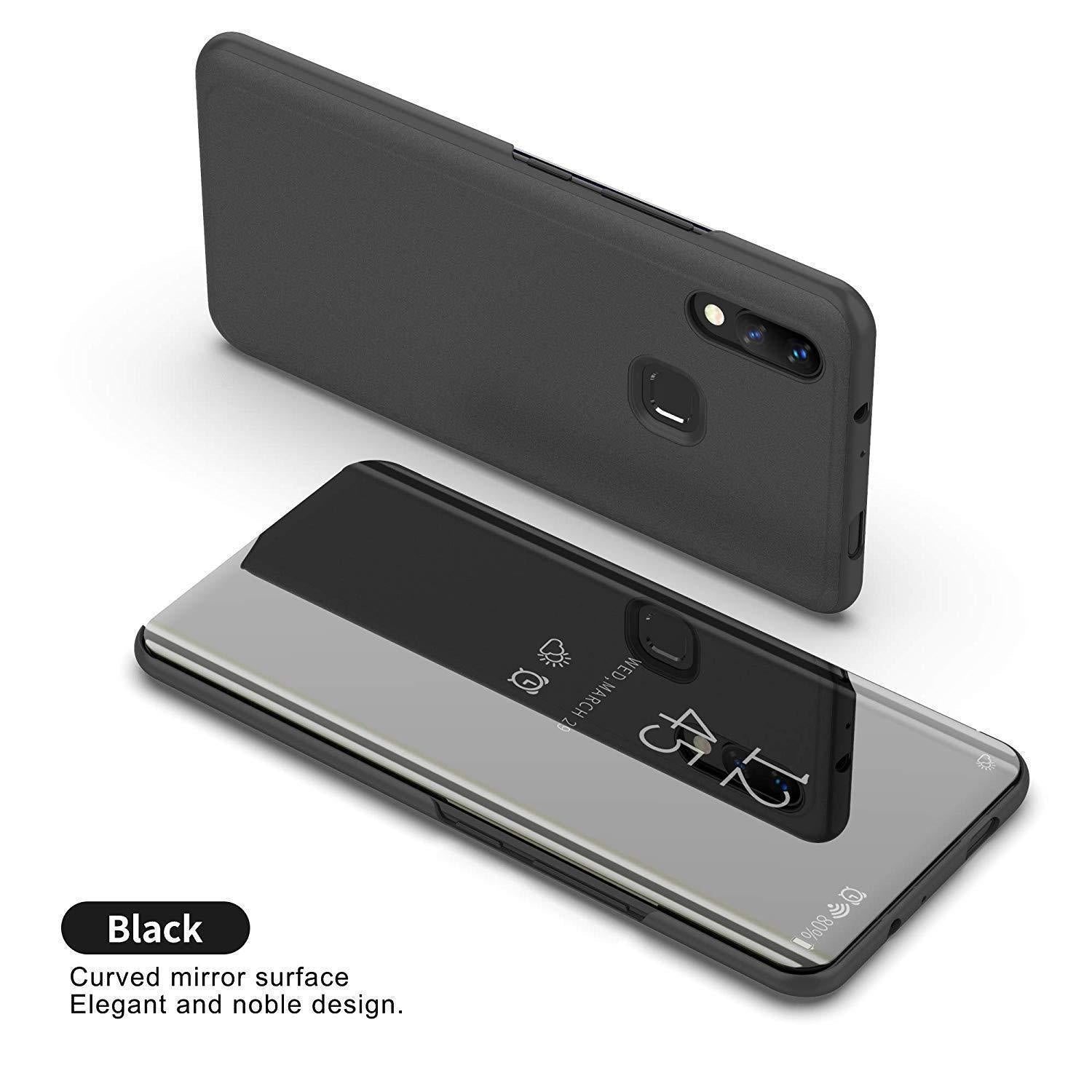 Galaxy A20 Mirror Clear View Flip Case [Non Sensor Working] casemarts