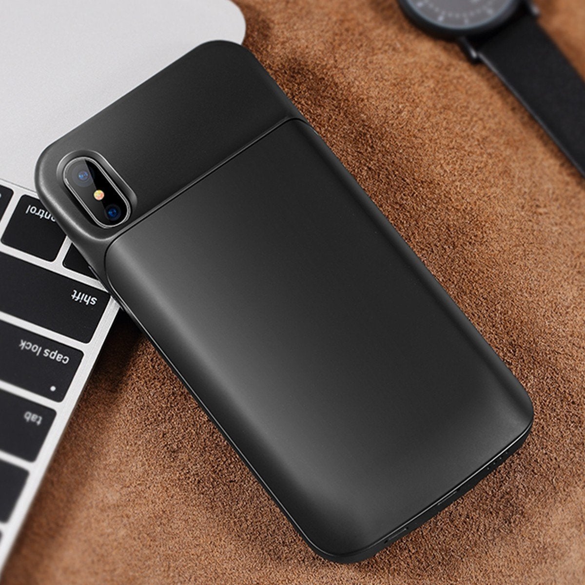 iPhone X Series  (3 in 1 Combo)  Battery Shell Case + Tempered Glass + Camera Lens Guard casemarts