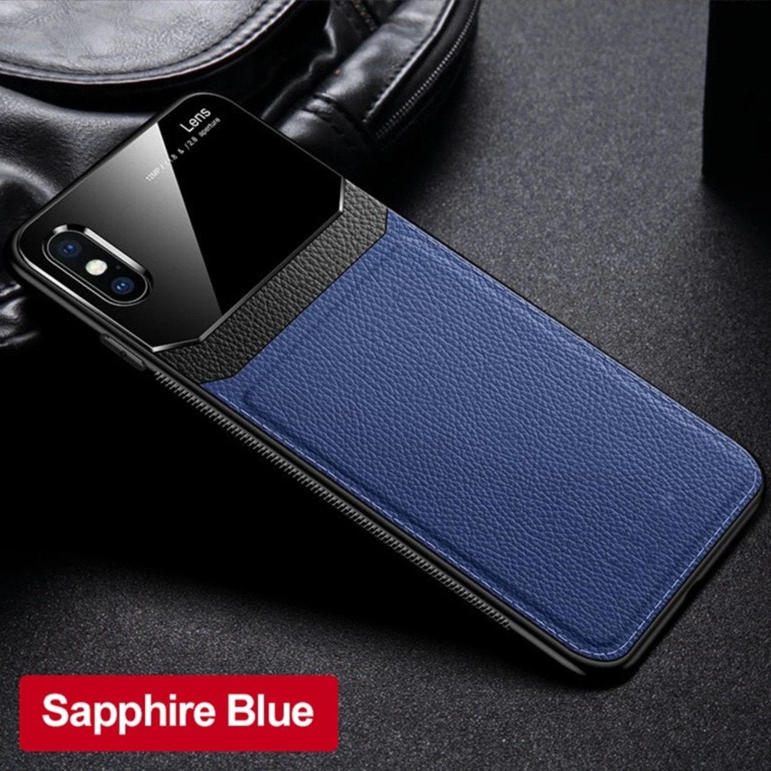 iPhone XS Sleek Slim Leather Glass Case casemarts