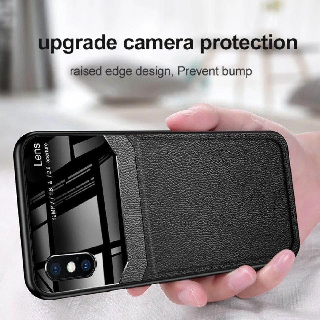 iPhone XS Sleek Slim Leather Glass Case casemarts