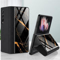 Galaxy Z Fold3 Marble Glass Leather Flip Case casemarts