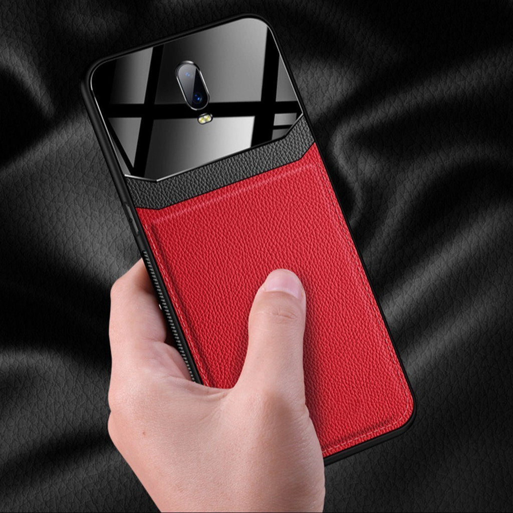 OnePlus 7 Sleek Slim Leather Glass Case casemarts